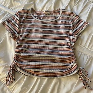 striped drawstring t-shirt